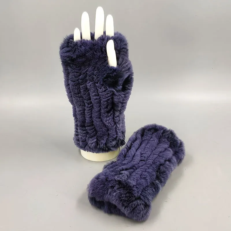 Перчатки без пальцев из искусственного меха кролика рекс утолщенные теплые зимние перчатки средней длины с ремешком от AliExpress WW