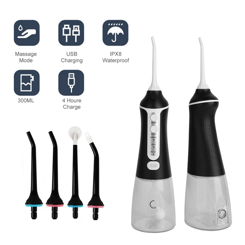 

Oral Irrigator USB Rechargeable Water Flosser Portable Dental Water Jet 300ML Irrigator Dental Teeth Cleane Water Jet Floss Toot