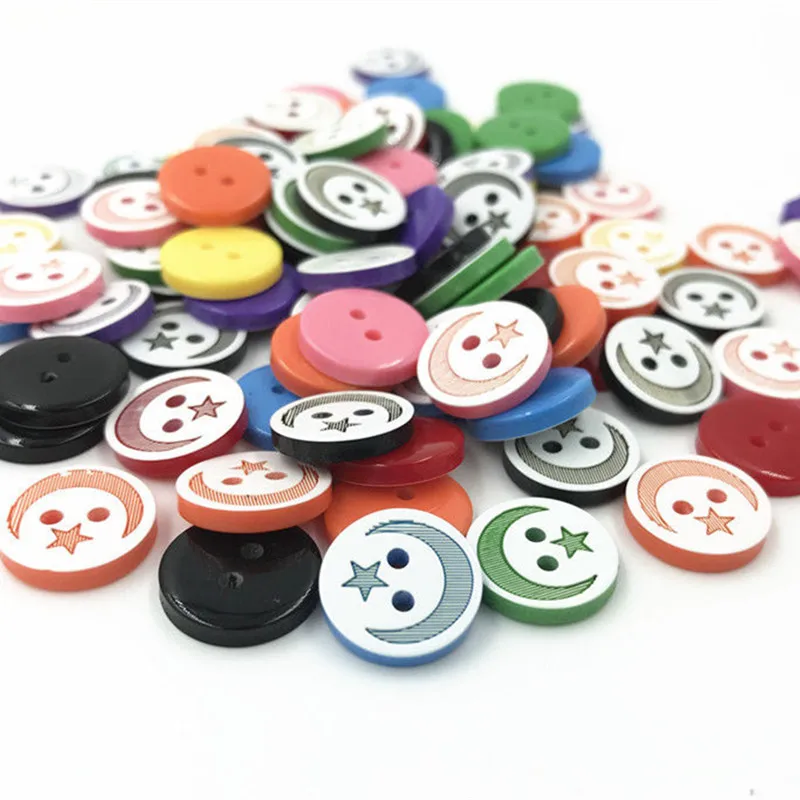 DIY 200 шт. полимерные пуговицы рисунок звезды луны разноцветные для шитья