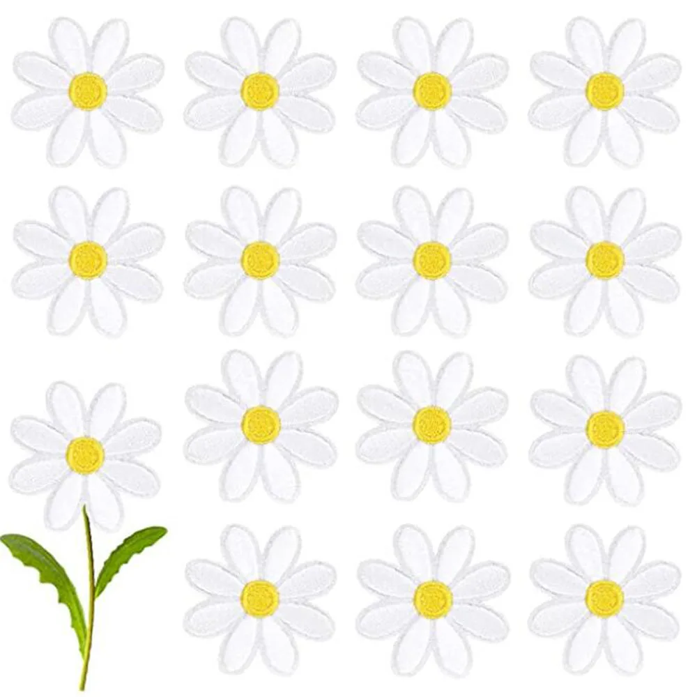 

10Pcs Daisy Flower Iron On Patches Clothing Embroidered Sew Applique Repair Patch Scrapbooking