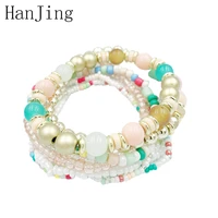 hanjing beaded bracelet handmade ladies bracelet simple fashion high quality acrylic beads bracelet 6 color friendship jewelry