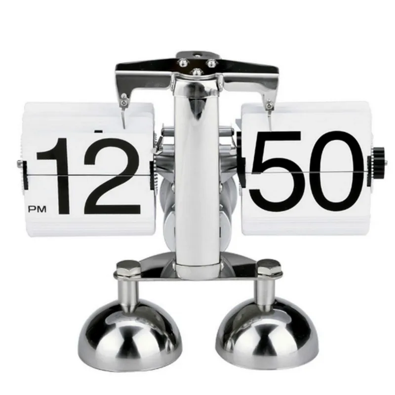 Креативный Ретро металлический Настольный Будильник весы цифровые Авто Флип