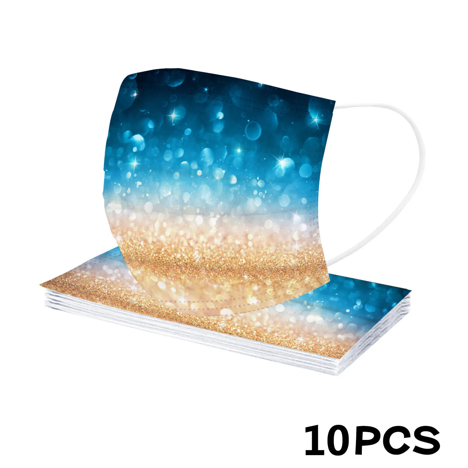 

10pc Adult Face Mask Christmas Shiny Print Protection Disposable Mouth Mask Non-woven Melt Blown 3-layer Mask Mascarilla