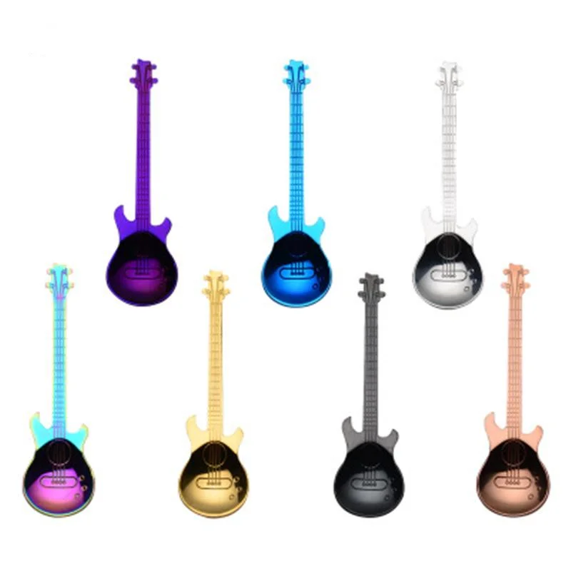 

Guitar Bass Coffee Spoon Create 304 Stainless Steel Coffee Scoop Rose Gold Black Cutlery Tea Spoon Coffee Accessories Teaspoon