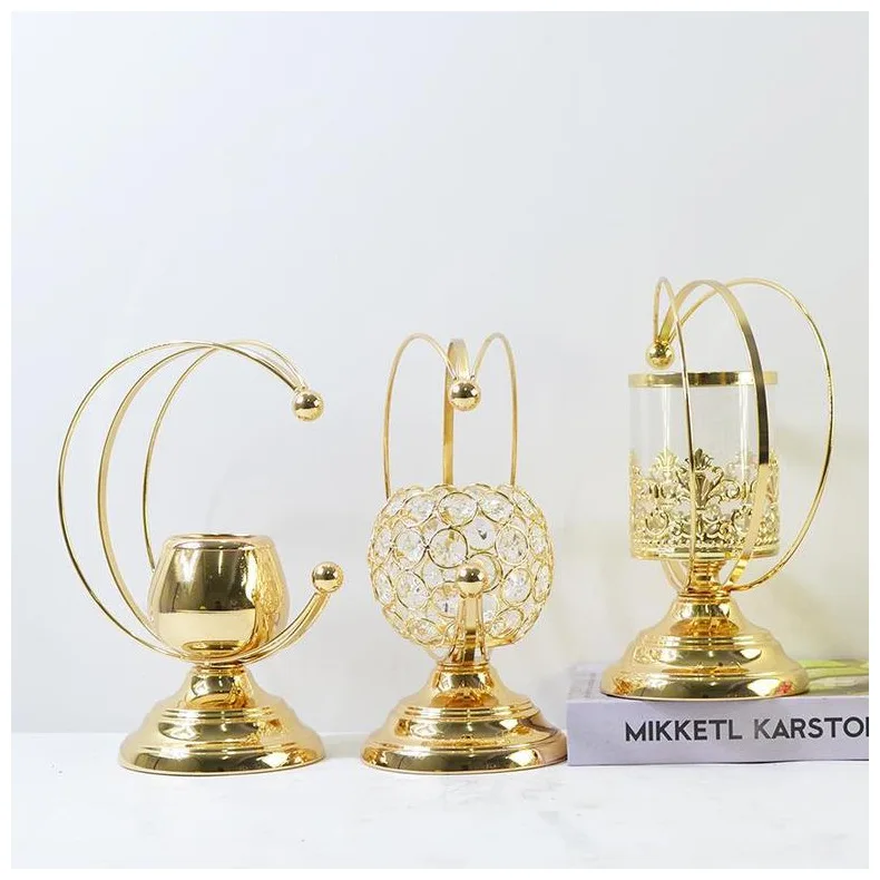 

Iron 3D Geometric Candle Holders Nordic Candleholder Moon Candlestick Luxury European Decoration Wedding Props Hotel Ornament