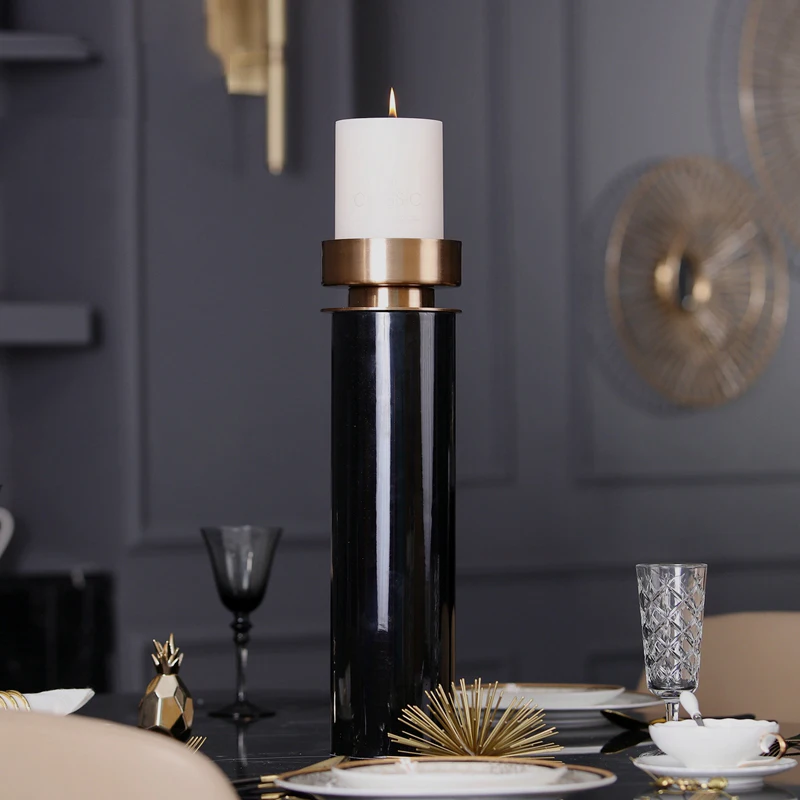 Металлический подсвечник для Tealight Европа черный мраморный подсвечник для дома мраморная Цилиндрическая Свеча подставка свадебный канделябр