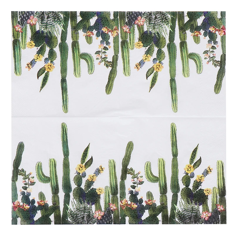 Бумажные салфетки для декупажа цветные бумажные полотенца 20 шт. 2 слоя кактус