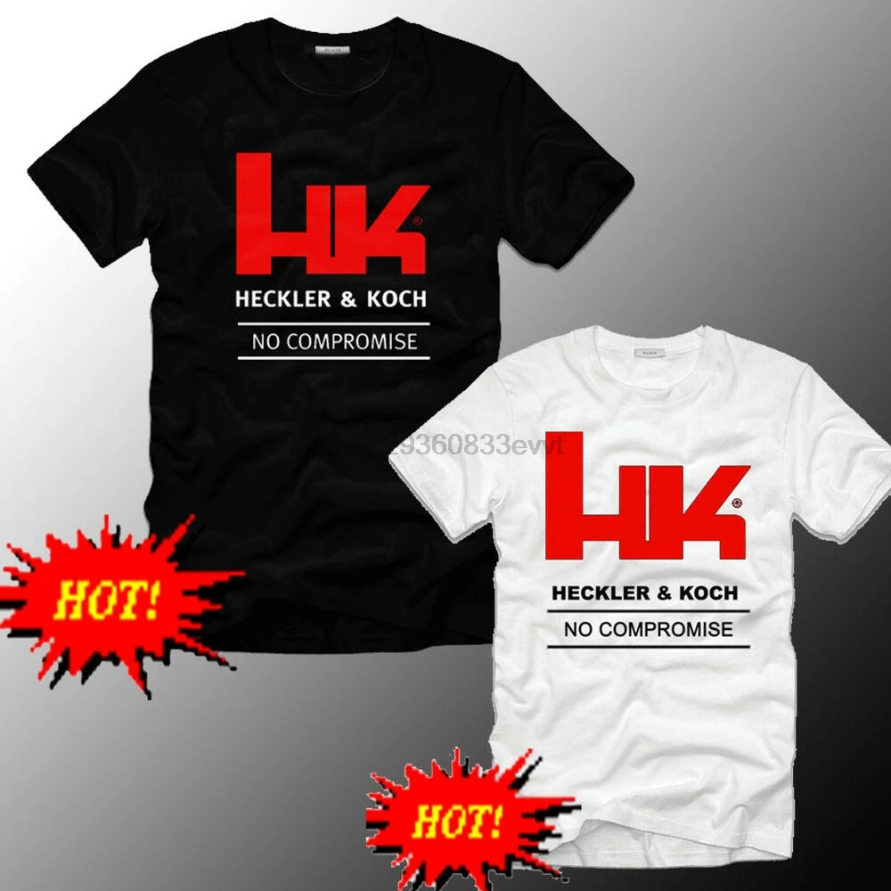 HK HECKLER и KOCH снайперская винтовка черно белая футболка Sz. S 3XL|Мужские футболки| |