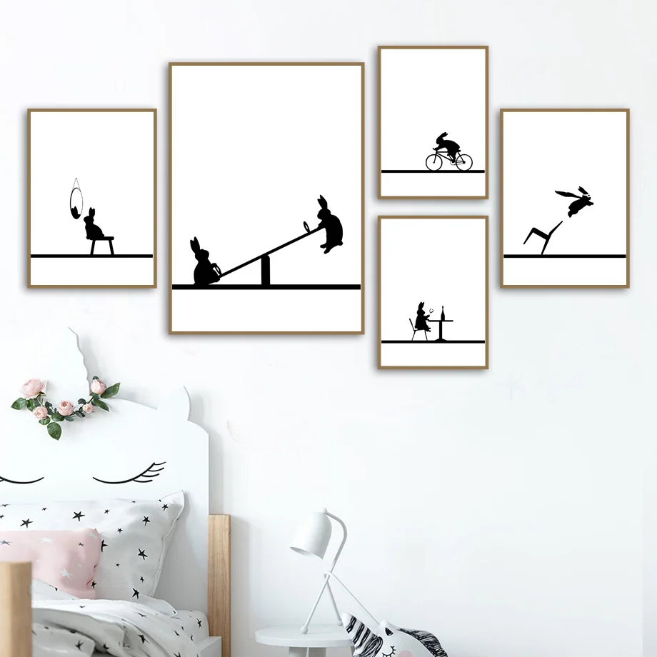 

Wall Art Canvas Painting Print Black White Minimalist Nordic Posters And Prints Kids Wall Pictures Living Room