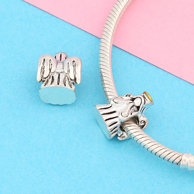 Античные серебряные шармы в виде маленького ангела подходят для браслетов и