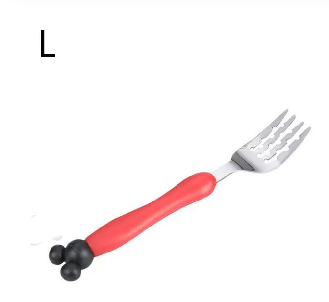 red fork s 1/2 шт. детский набор ложка и вилка безопасности Нержавеющая сталь кормления столовых приборов изображением героини мультфильма «Леди кормушки посуда ложка для кормления посуда - Цвет: red fork s