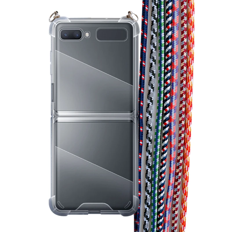 

Hot Crossbody Lanyard Necklace Phone Chain Case For Samsung Galaxy Z Flip 3 5G Clear Shockproof Z Flip 4G 5G Cover ZFlip 4 Para
