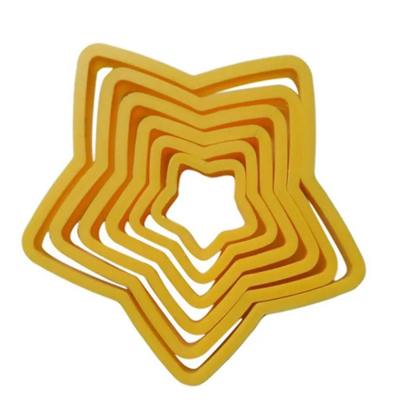 6Pcs/set Christmas Tree Cookie Cutter Stars Shape Fondant Cake Biscuit Mold Plunger 3D Decorating Tools baking tool | Дом и сад