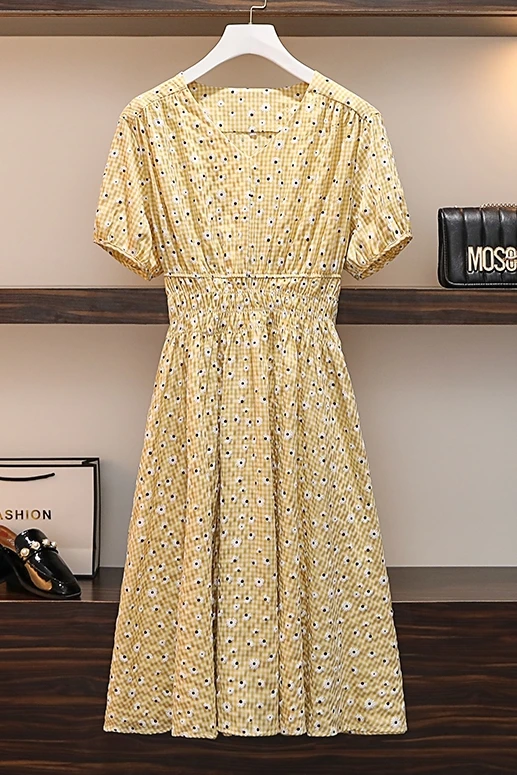 

COIGARSAM 4XL Plus Size French Style Women Long dress New Summer High Waist Dresses Red Black Green Yellow 3381