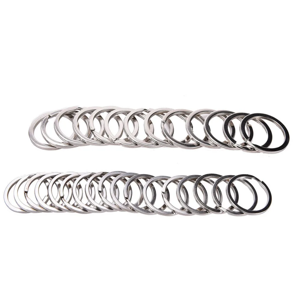 

100 Pcs/Set 25 mm Stainless Steel Hole Key Ring Key Chain Rhodium Plated Round Split Keychain Wholesale