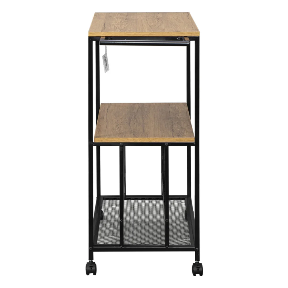 

Kitchen Black Metal Serving Cart Multifunction Removable Wine Rack Cart
