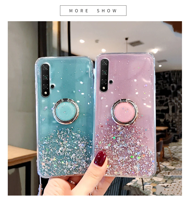 Auroras для huawei Nova 5T Блестящий блестящий чехол с блестками для Nova 5T прозрачный мягкий чехол со звездным небом полный Чехол со звездами и Луной