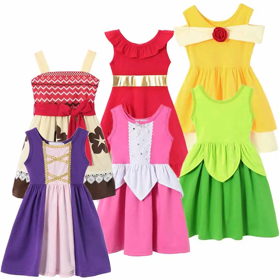 Летнее платье принцессы для маленьких девочек От 2 до 10 лет хлопковое