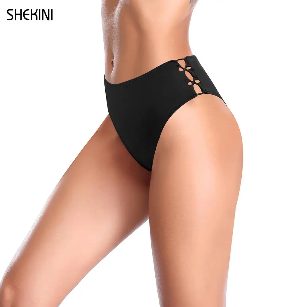 

SHEKINI Women's Lace Up Cutout High Waisted Bikini Bottom Swimsuit Panties Tankini Swim Trunks 2021 Summer Beach Swimming Short