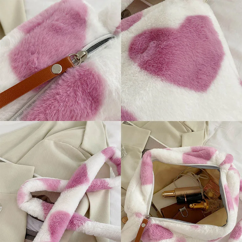 2021 Cow Pattern Winter Women Tote Handbags Casual Large Capacity Ladies Shoulder Bag Simple Fashion Female Messenger Bags