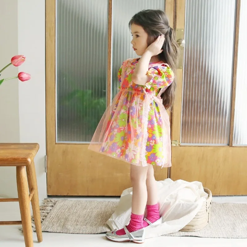 

New Girls Summer Dress Baby Lace Dresses for Girls 2-12 Yrs Cotton Floral Dress Girl's Clothes Girl Vestido Bebes 2pcs CL420