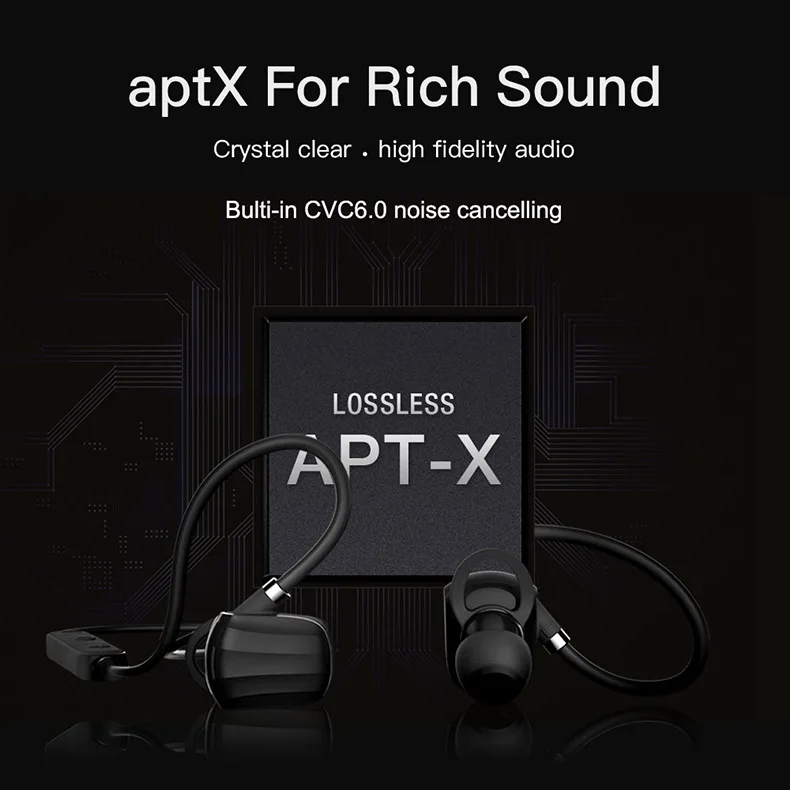 GGMM беспроводные Bluetooth наушники, спортивные наушники IPX4, водонепроницаемая гарнитура с микрофоном, супер бас наушники, поддержка APT-X