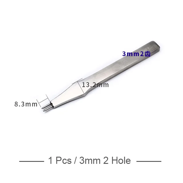3mm 2 Hole Крепкий круглый кожаный дырокол, строчка, ручная работа, штамповка для толстого ремня, дырокол, рукоделие, инструмент для шитья - Цвет: 3mm 2 Hole