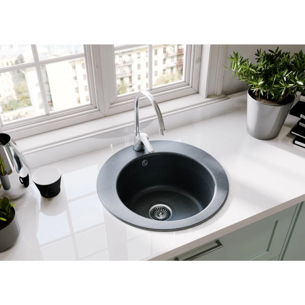 Мойка для кухни Aquaton Иверия 1A711032IV210 круглая графит |