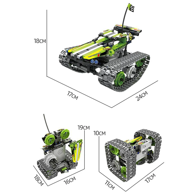 

3 in 1 RC Stunt Car City Technic Building Blocks Toys Remote Control Robot Track Car STEM Bricks Educational Toys For Children