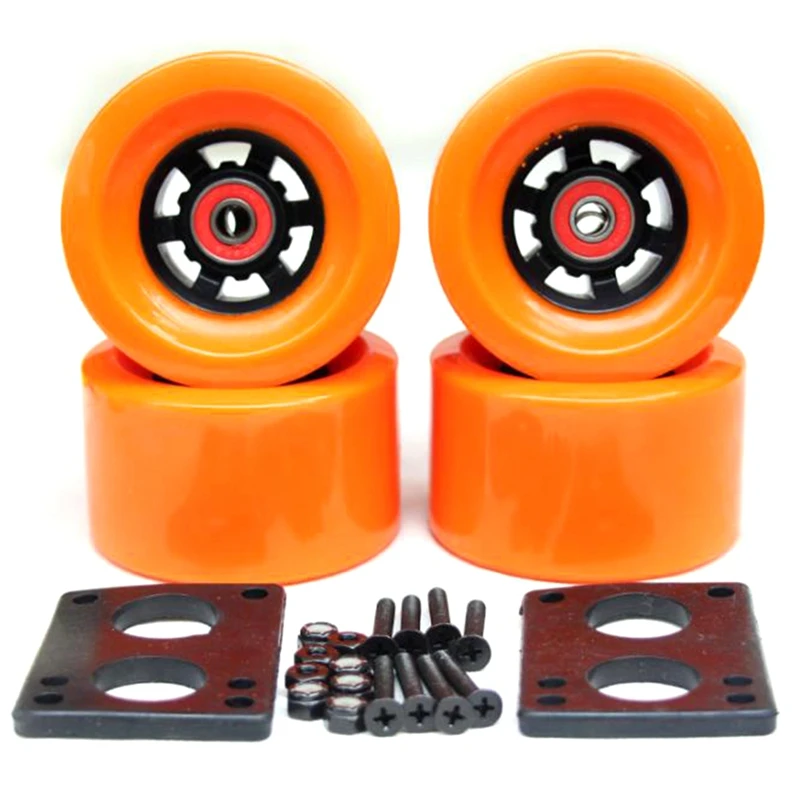 

Top!-82A Replacement Skateboard Wheels 90X52mm Long Board City Run Wheels 6mm Riser Pad Hardware ABEC-9 Bearing