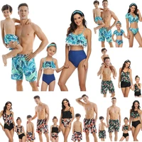 2022 family matching swimsuit beach holiday tassel leaf mom daughter dad son swimwear shorts girl boy men women couples beahwear