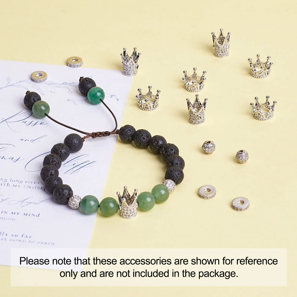 

12~16pcs/Box Brass Micro Pave Clear Cubic Zirconia Crown/Ball/Flat Round Bead For DIY Bracelet Necklace Making Decor Accessories