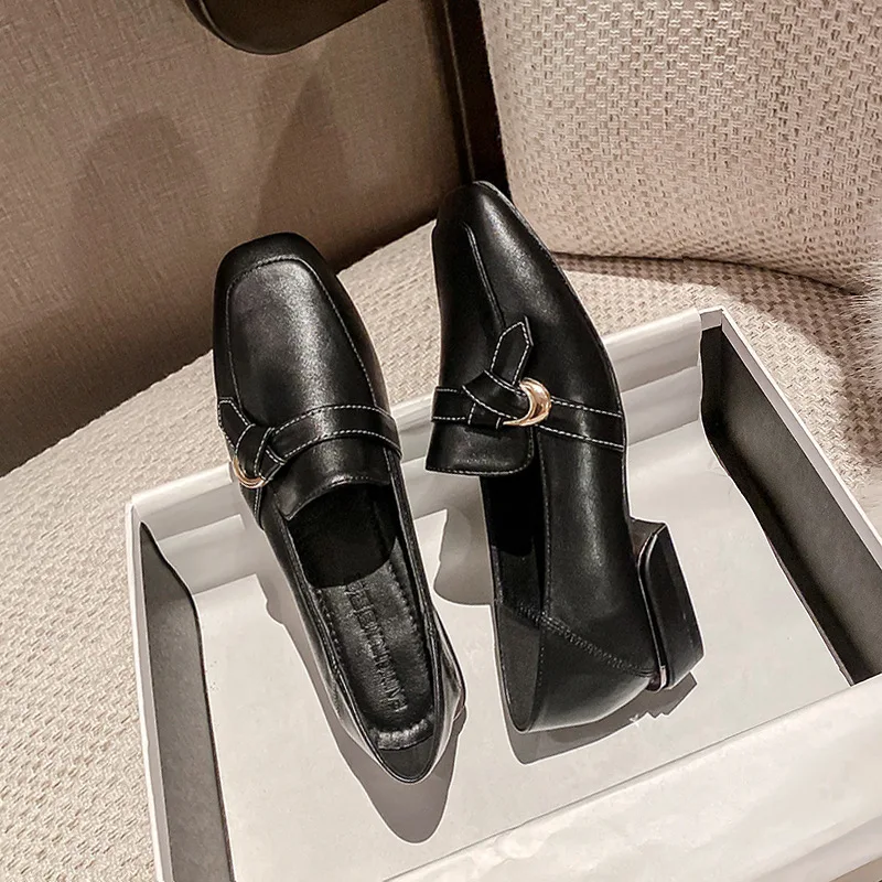 

Oxfords Women Shoes 2021 Round Toe Flat Slip On Button Female Spring And Autumn Shallow Casual And Comfortable Wome's Shoes