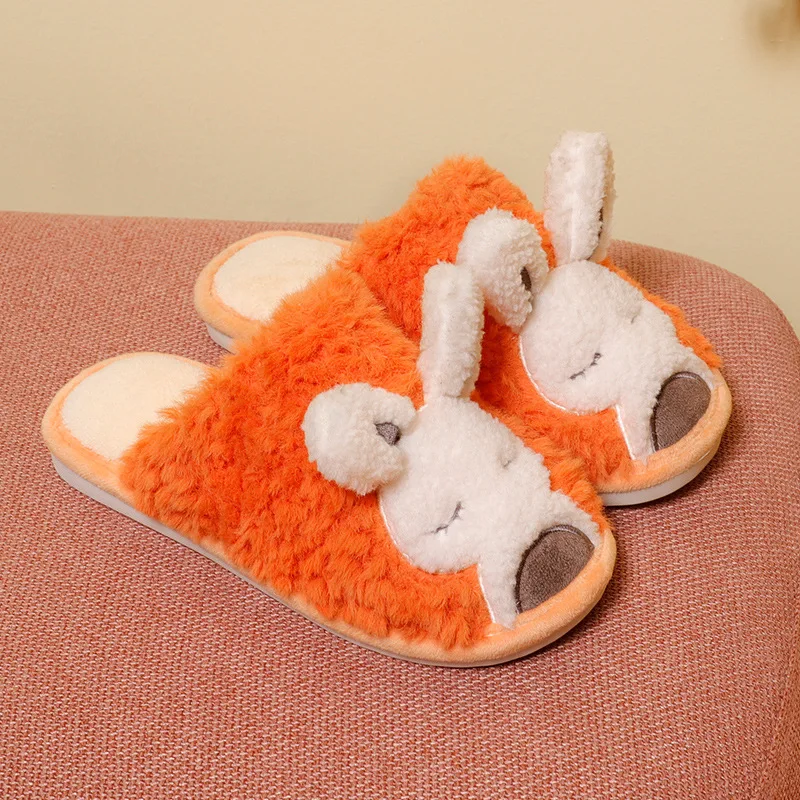 Rabbit Cotton Slippers Female Autumn And Winter Cute Cartoon Girl Heart Household HomeIndoorWarmPlushNon-slipCotton ShoesFor Men