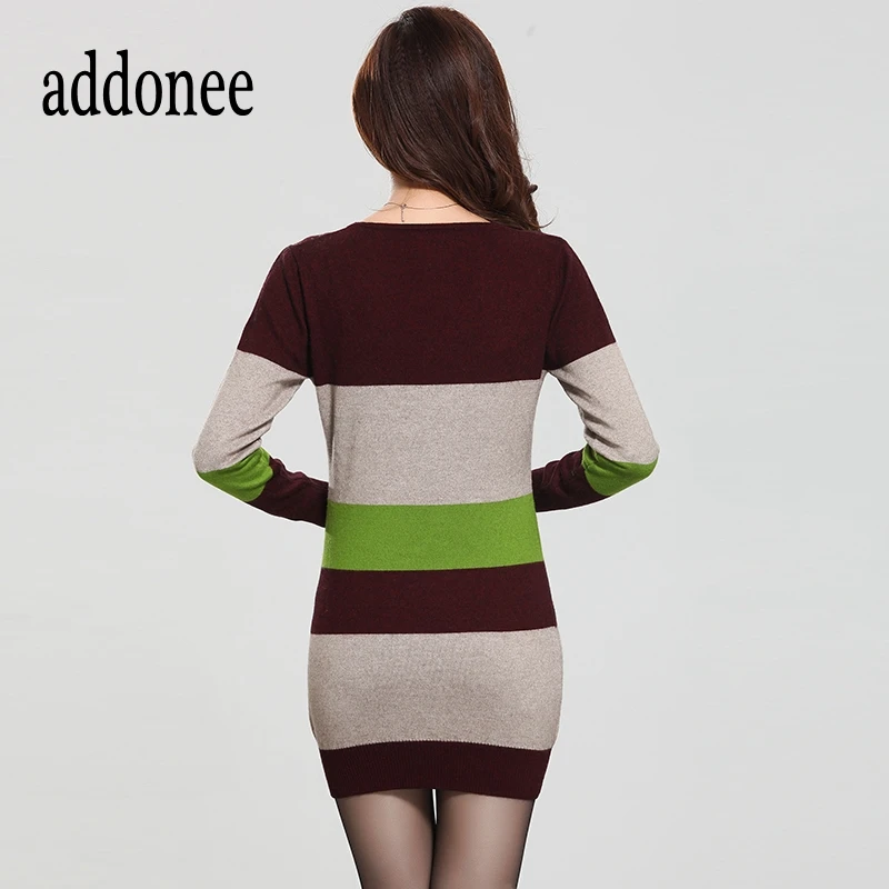 Бесплатная доставка новый европейский женский свитер в полоску длинный кашемир