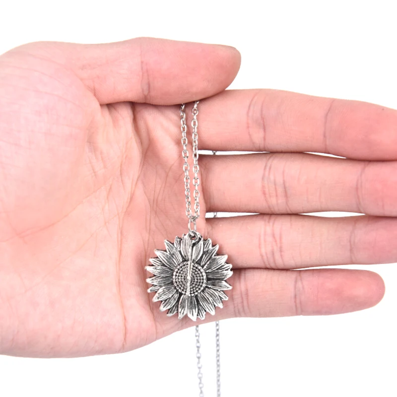 Модный клиент открытый медальон Подсолнух кулон ожерелье для женщин унисекс
