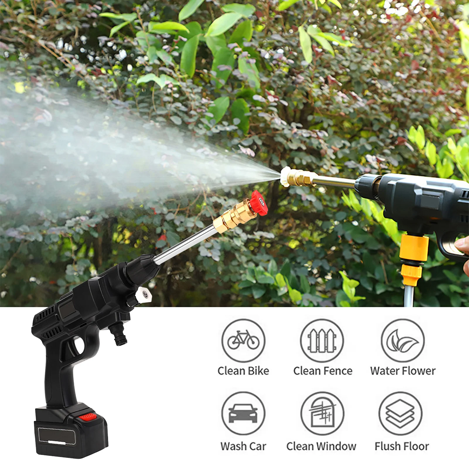 Продажа Автомобильный водяной пистолет высокого давления, мойка, Бескровная ручная портативная перезаряжаемая литиевая батарея, мойка автомобиля,... Дешево Автомобильный водяной пистолет высокого давления, мойка, Бескровная ручная портативная перезаряжаемая литиевая батарея, мойка автомобиля,...