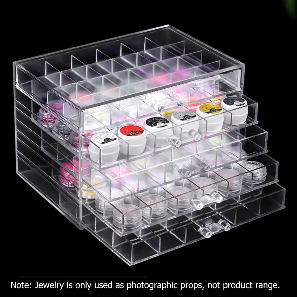

5 Layers Large Drawer Clear Acrylic Storage Box Nail Polish Rack Nail Decorations Makeup Organizer Manicure Tools