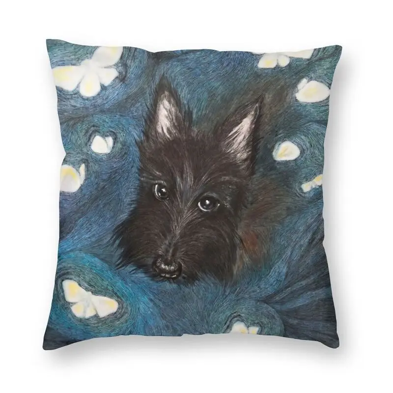 

Cute Scottie Puppy Cushion Cover Polyester Pillowcover Sofa Home Decor Scottish Terrier Dog Square Throw Pillow Case 40x40