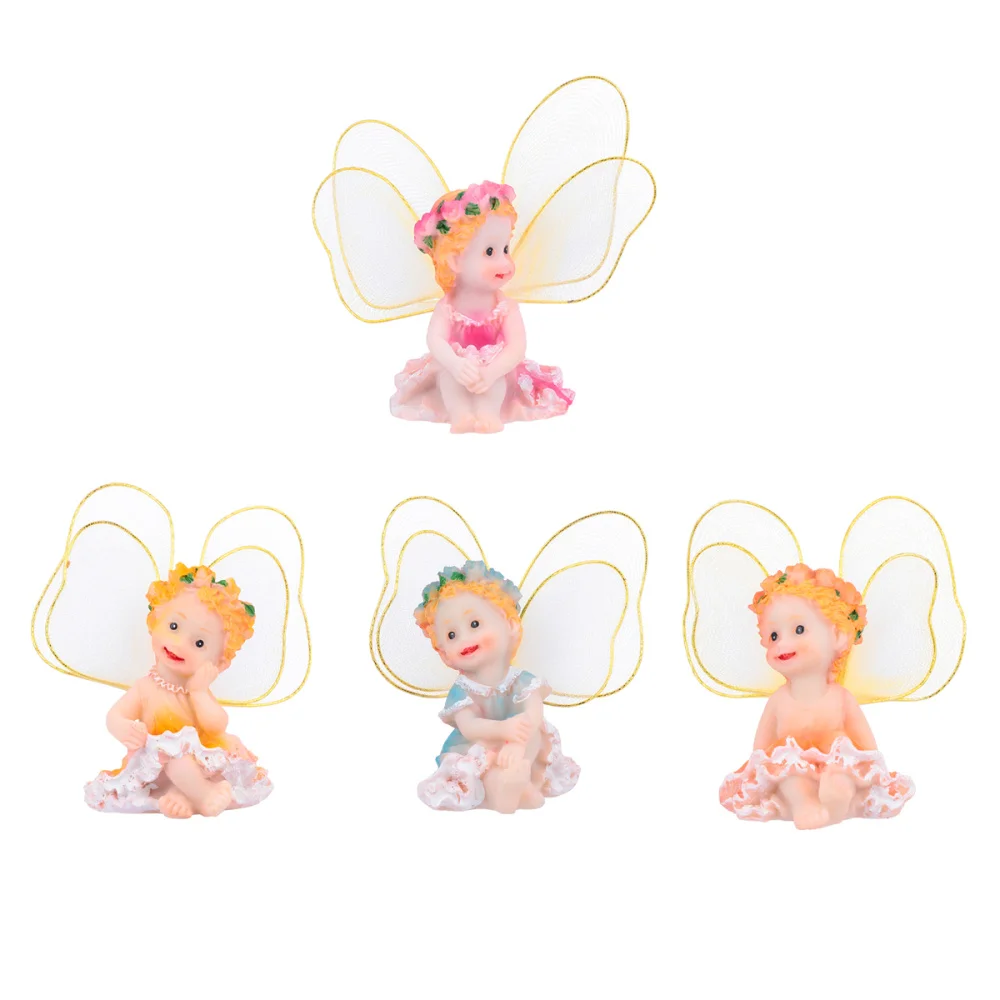 

4pcs Small Sitting Flower Fairy Decor Miniature Ornaments for Home Office Garden
