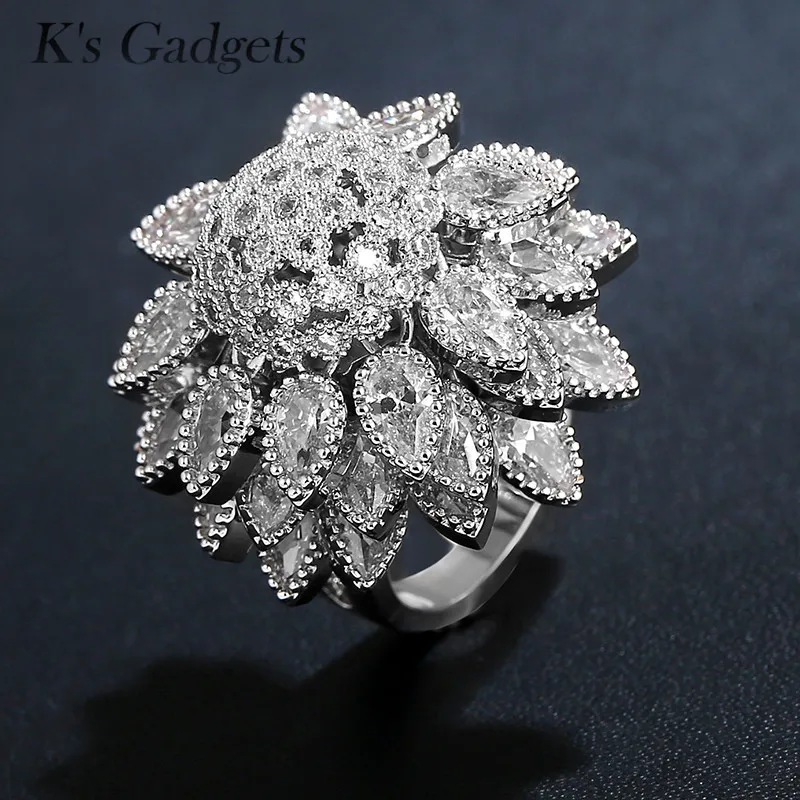 K's Gadgets кольцо с большим австрийским кристаллом кубическим цирконием для женщин