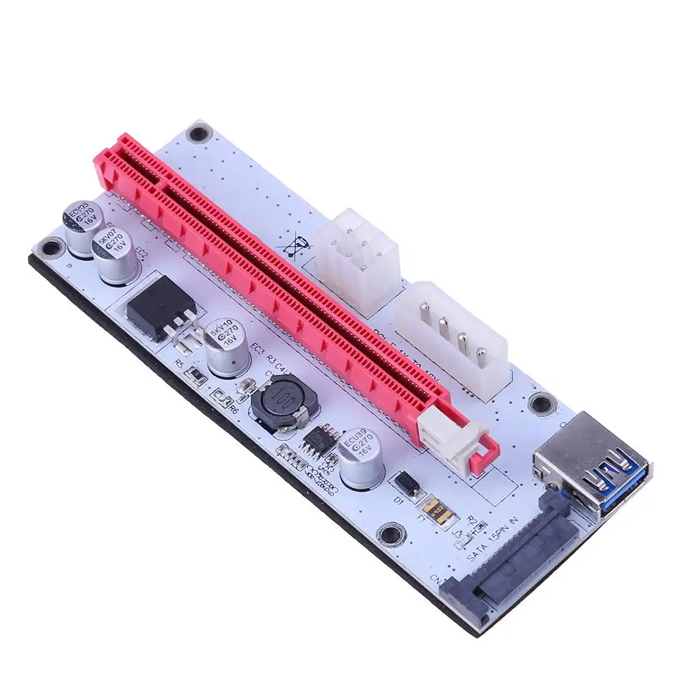 

Miner Machine PCI-E 1X to 16X Graphics Extension Cord Expand Riser Card Adapter Mining Kit with Power Cable Red