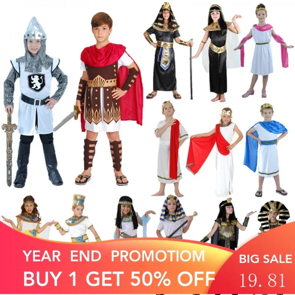 

Disney Cosplay Children's Day Boys' Ancient Roman Knight Clothes Girl Greek Princess Prince Costume