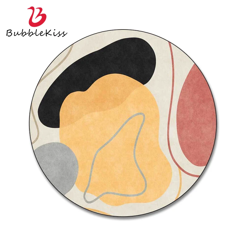 

Bubble Kiss Morandi Style Round Carpet Living Room Home Abstract Geometric Pattern Bedroom Rug Balcony Decoration Floor Mats