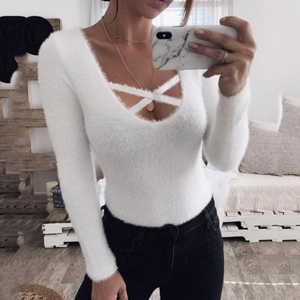 Женская Зимняя блузка с завязкой на груди круглым вырезом|Блузки| |