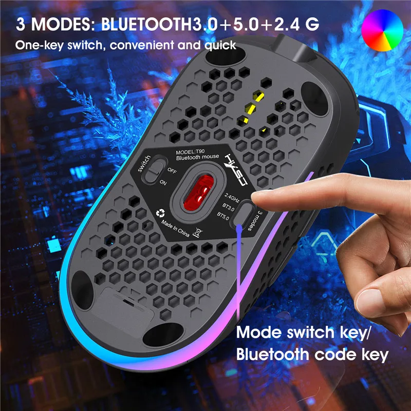 Беспроводная игровая Bluetooth мышь легкий перезаряжаемый кабель Type C быстрая