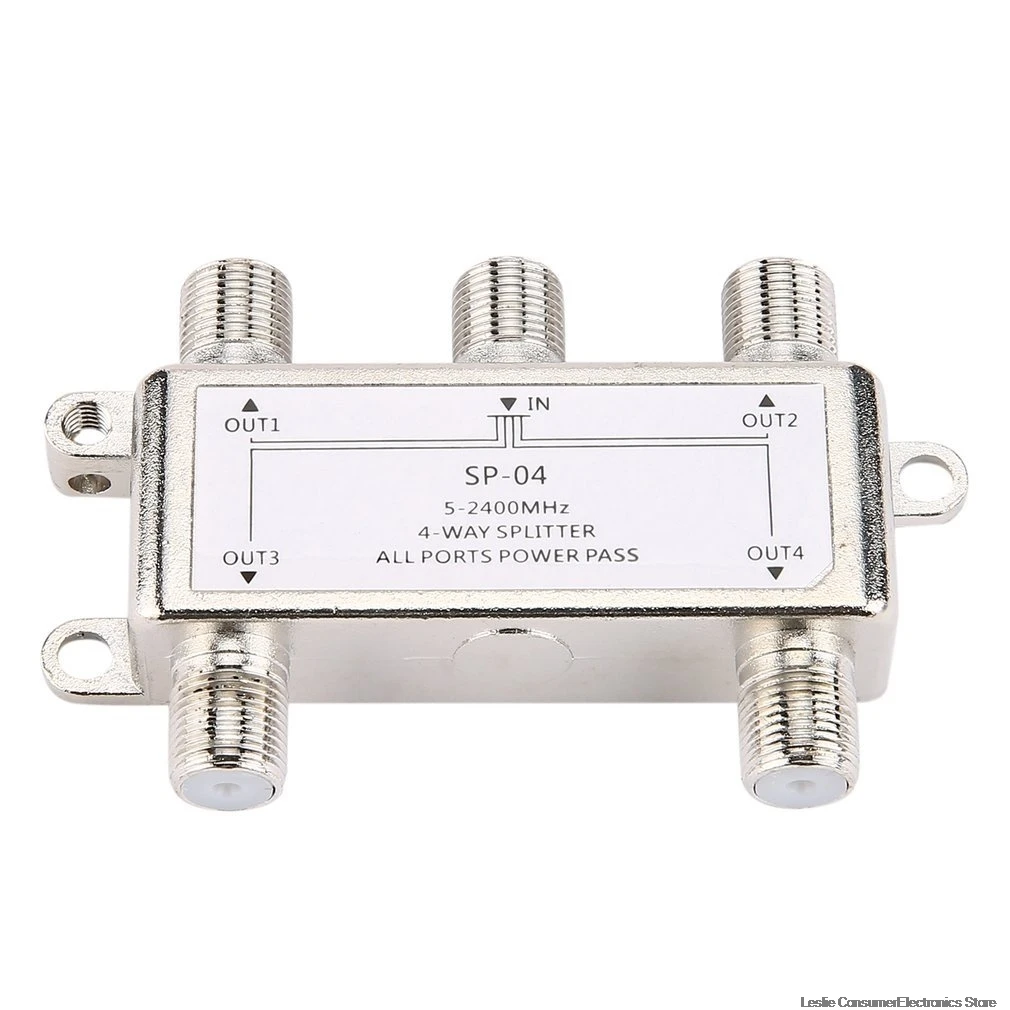 Hot Selling 4 Way Channel Satellite/Antenna/Cable TV Splitter Distributor 5-2400MHz F Type Wholesale In Stock Drop Shipping | Электроника