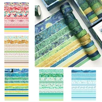 12pcsset green plant washi tape solid color masking tape decorative adhesive tape sticker scrapbooking diary stationery supply