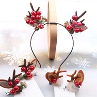 1 pair of cute christmas antler hairpins new year hair accessories for ladies headband elk sweet hairpins holiday gifts