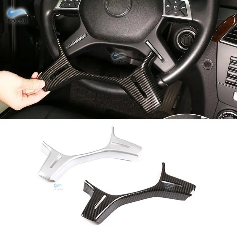 

For Mercedes Benz C E Class W204 W212 ML GL X166 W166 Car Carbon Fiber texture Steering Wheel Panel Frame Cover Trim